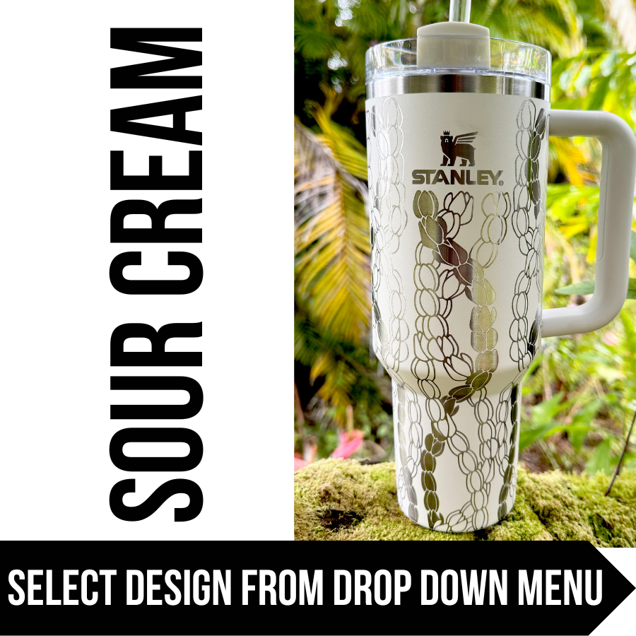 40 Oz Stanley Tiger Lily Tumbler Engraved With Hibiscus Flowers. 