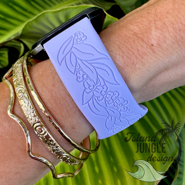 Lei Crown Flower & Maile Silicone Watch Band Compatible with Fitbit Versa, Versa 2, and Versa Lite