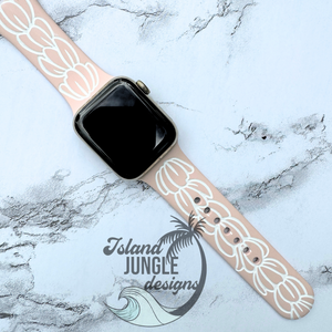 Lei Pikake Silicone Watch Band Compatible with Series 1-10, SE & Ultra