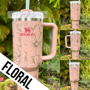 Engraved Stanley Tumbler H2.0 , Personalized Stanley Quencher, Gift for  Her, Personalized Gift, Custom Stanley Mug, Floral Stanley Tumbler 