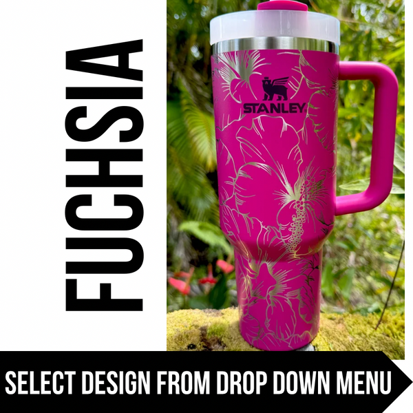 "Fuchsia" Made to Order-Laser Engraved 40oz Quencher Tumbler-Full Wrap Design-Free Shipping!