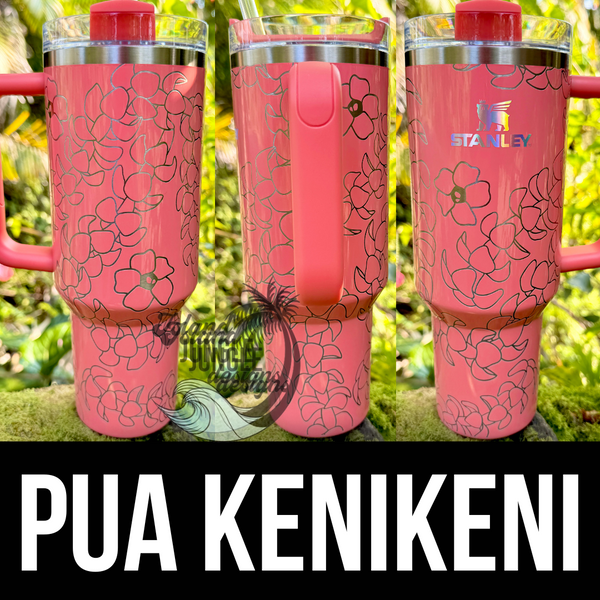 Ready to Ship "Pucker Peach" Pua Kenikeni Laser Engraved Tumbler 40oz-Full Wrap -Free Shipping!